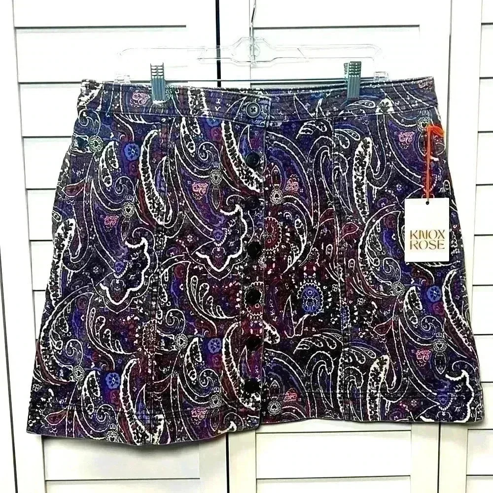 Knox Rose Corduroy Mini Skirt Size 14 Purple Petunia NWT